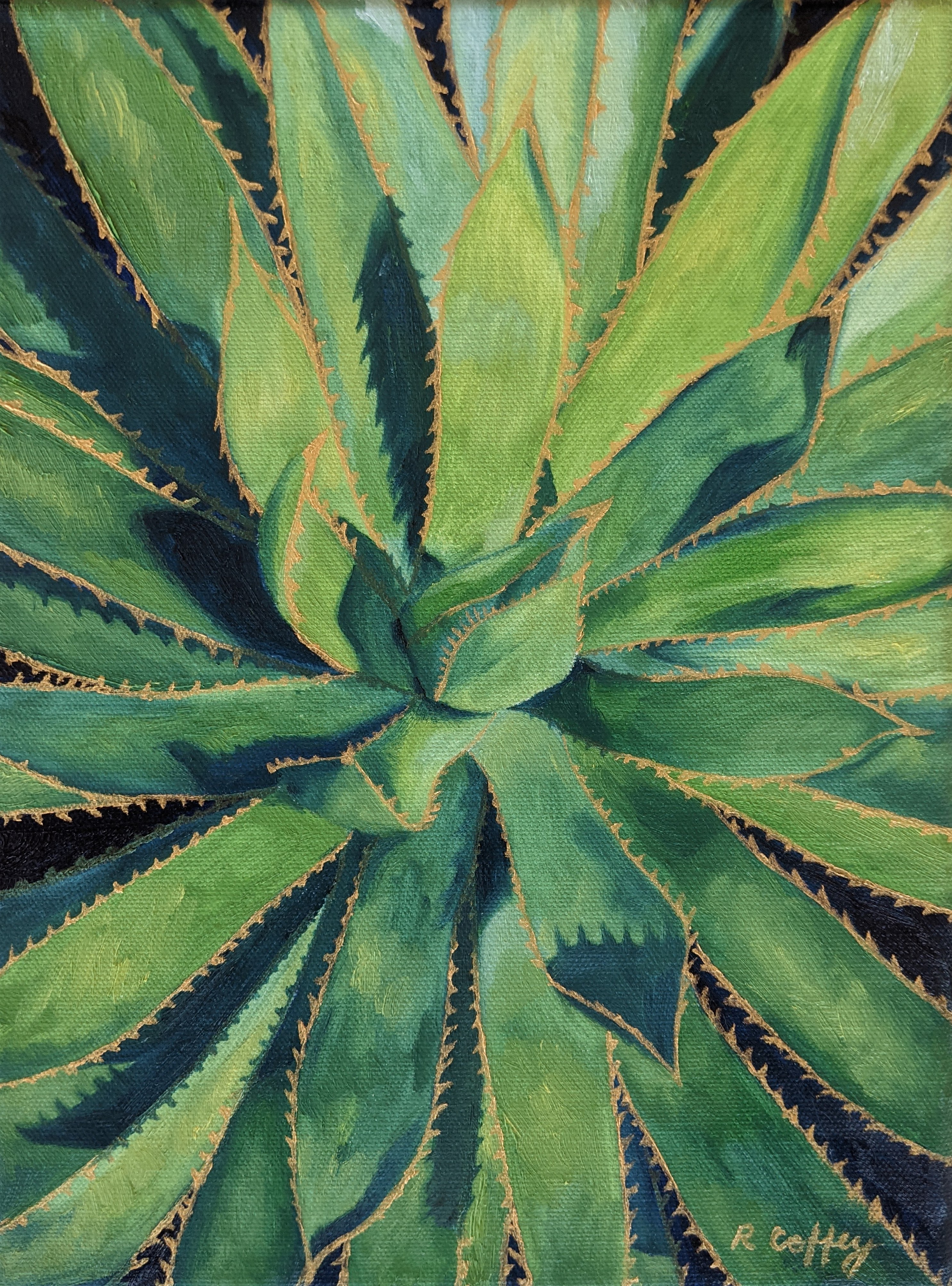 Oil painting of an agave.