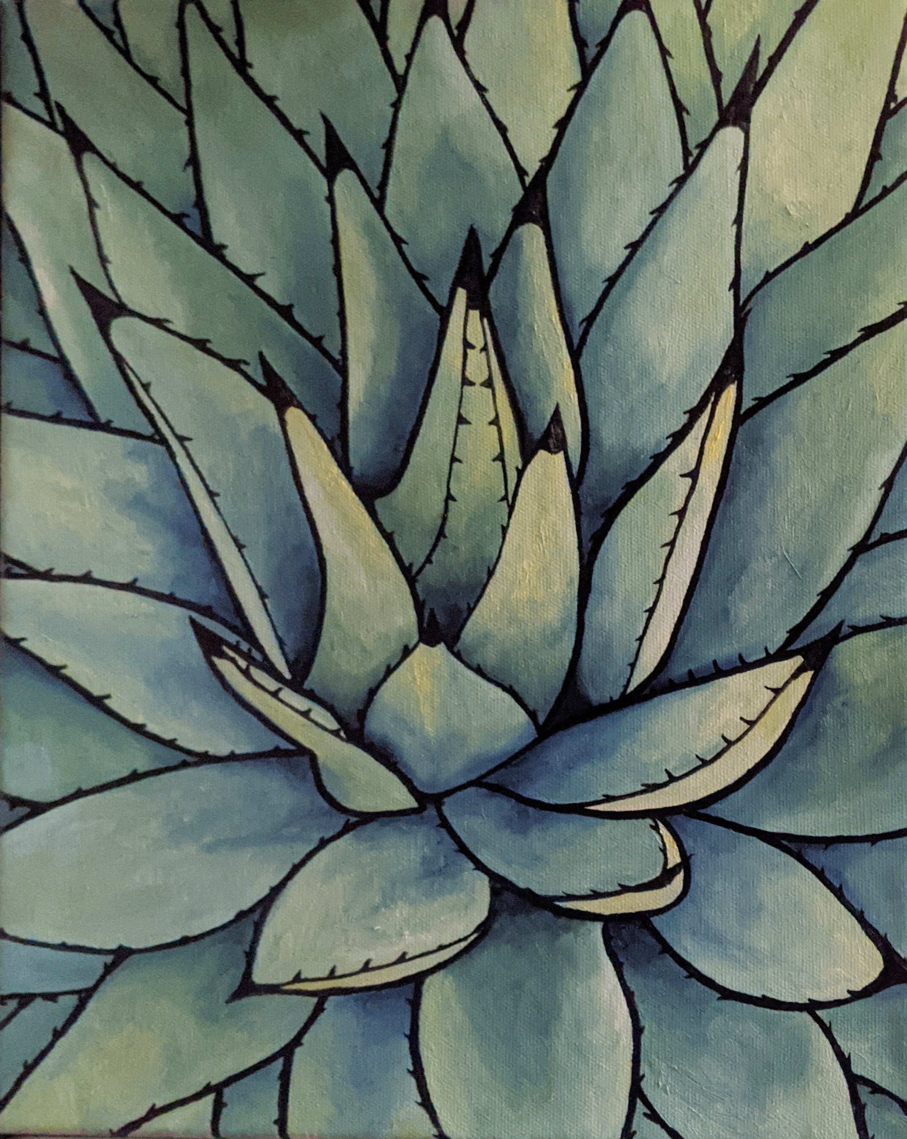 Oil painting of an agave.